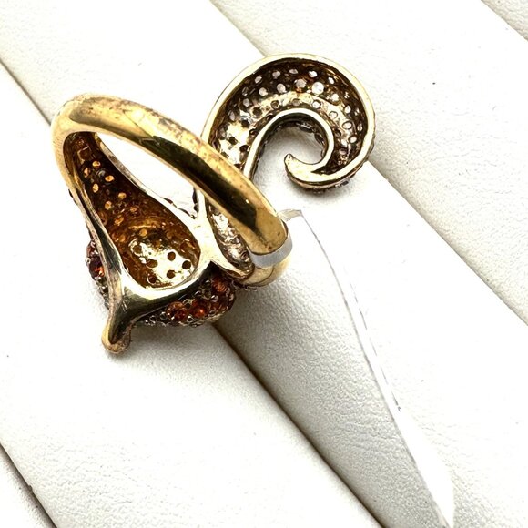 Multi Gemstone Fox Gold Over Sterling Silver Ring Size 6 - Picture 4 of 4
